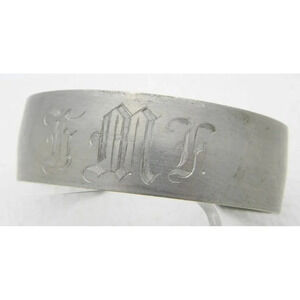 VTG B & M Pewter 5 Monogram Initial Cuff Bracelet